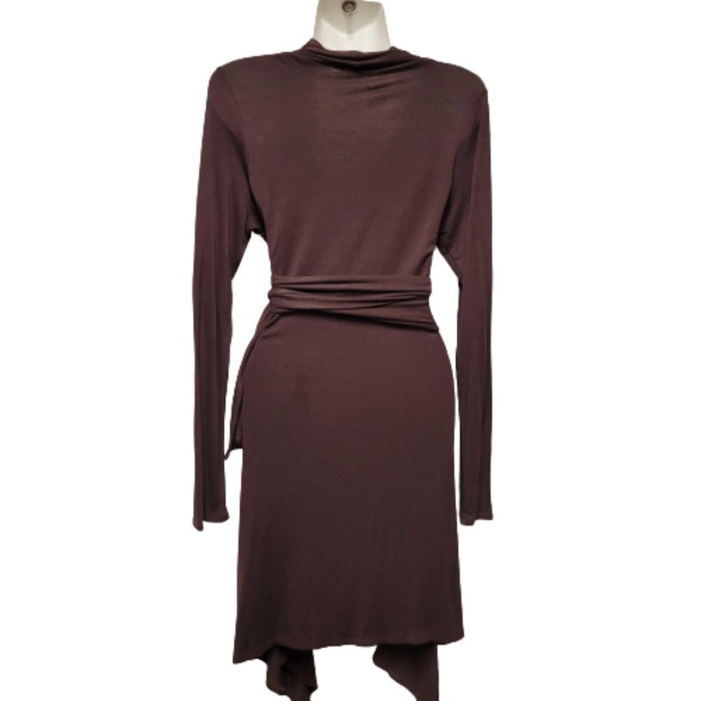 BROWN Long Cardigan Jacket Open Front Sweater Coat Cover Up - Size M - Picture 3 of 8